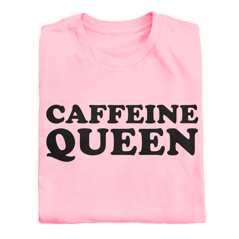 

Caffeine Queen T-shirt Women Tumblr Graphic Funny Tee Top Summer Crewneck Stylish Yellow Tshirt Outfit Coffee Lover Gift For Her