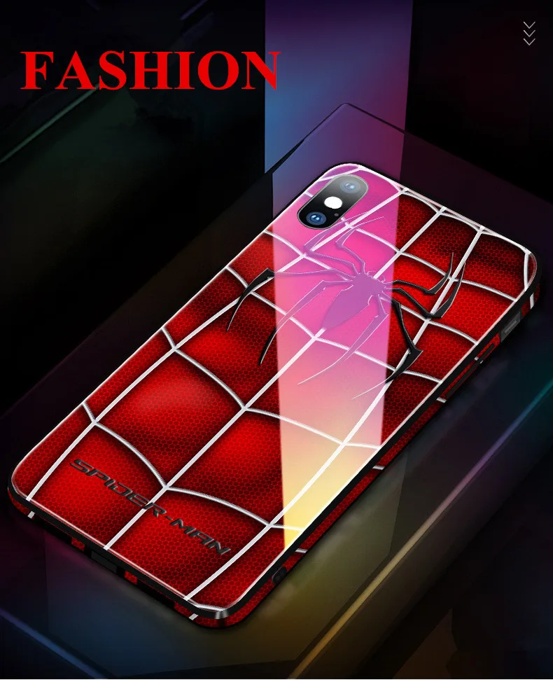 Новая Мода Супермен Мститель Человек-паук IphoneX Цвет край Стекло XIAOMI9SE 9NOTE7 Marvel