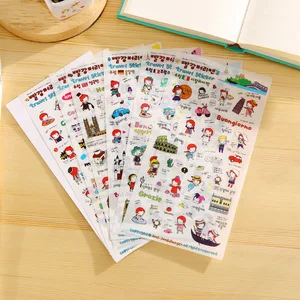 Наклейки для дневника, 6 шт., прозрачные, с календарем, украшение для альбома, Детские декоративные наклейки, канцелярские принадлежности, блокнот