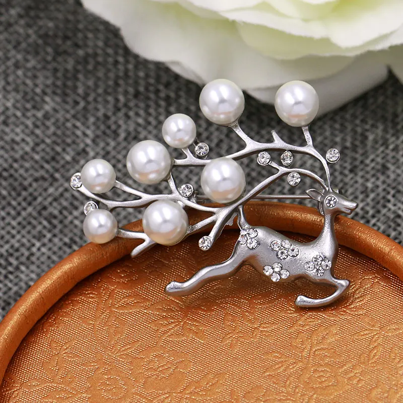WEIMANJINGDIAN бренд фантастические имитация жемчуга олень брошь с рожком шпильки для