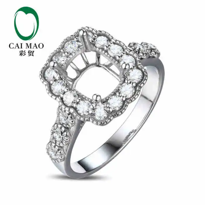 CaiMao полуустанавливаемое кольцо с подушкой и 0.73ct Бриллиантовое 18k белое золото