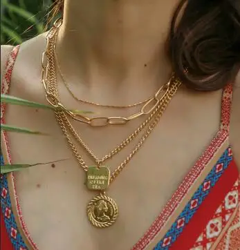 Seblasy Винтаж перо сглаза многослойное сердце крест звезда кисточкой цепь подвески