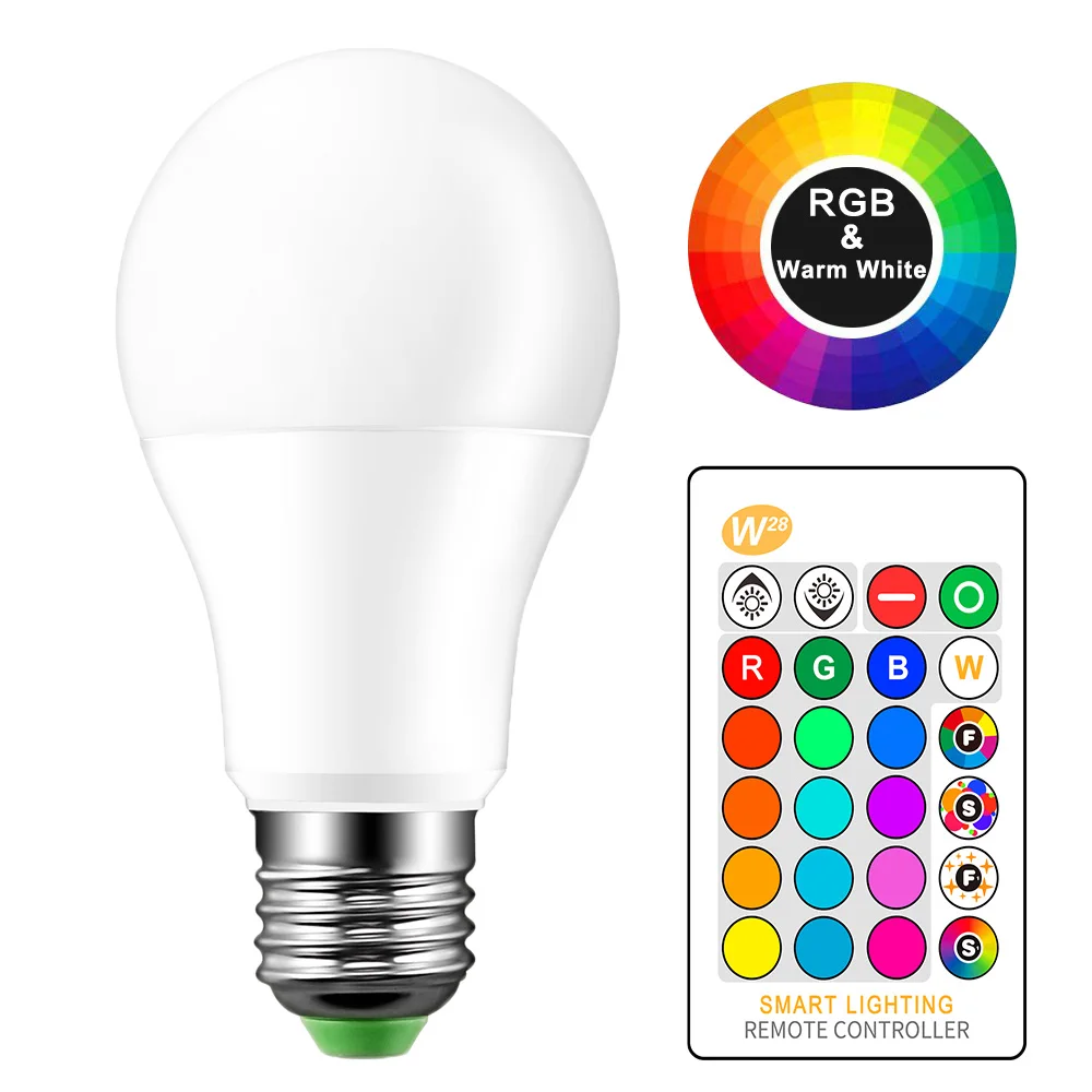 10 Вт RGB светодиодный лампы E27 Цвет изменение для создания нужной атмосферы)