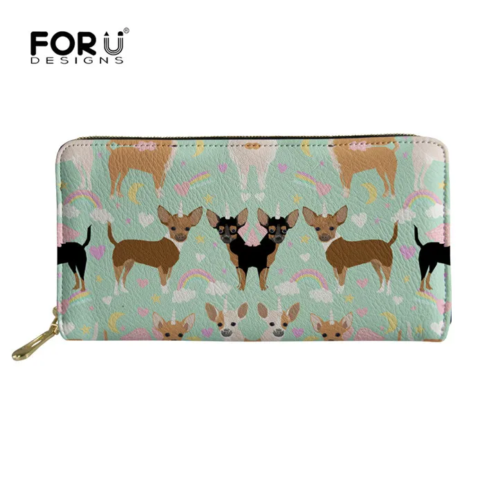 FORUDESIGNS для женщин женские кошельки и кошельки Чихуахуа печати кожа Длинный клатч бумажник Hasp телефон сумка Деньги Монета Portefeuille Femme - Цвет: Y4107Z21