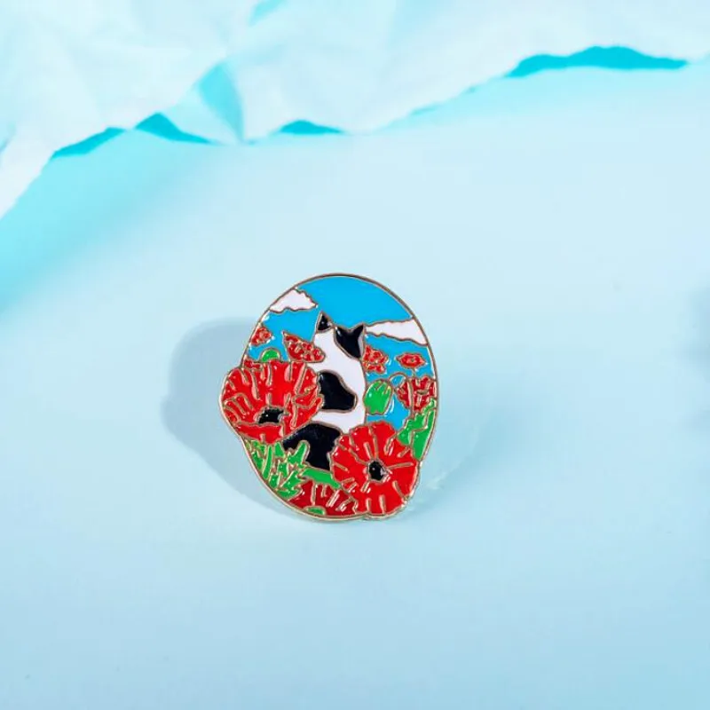 Timlee X048 Новый мультфильм милые капли масла Кот вишни цветок металлические броши