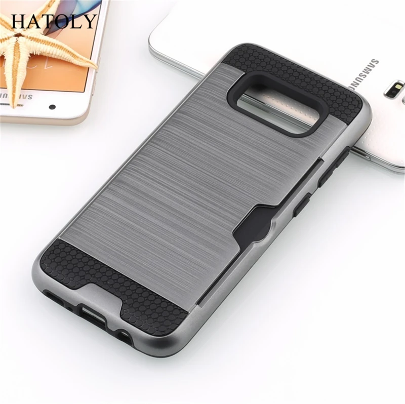 HATOLY Case For Samsung Galaxy S8 G9500 5.8&quot Brushed Armor Silicon Rubber Hard Phone Cover for with Card Slot |