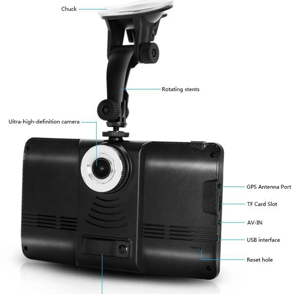 Автомобильный GPS навигатор на Android 7 &quot DVR FM Bluetooth Wi Fi Карта Европы/России