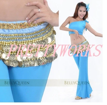 Египет три 3 ряда одежда хип хоп обертывания танец живота юбка костюм золотой