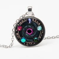 2019 new wiccan pendant necklace zodiac wicca pagan jewelry glass dome jewelry religious women gift souvenir man choker jewelry