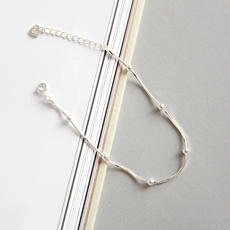 Christmas SALE Authentic 100% S925 Sterling Silver Round Bead Snake Chain Bangle &amp Bracelet Luxury Jewelry Lady Girl Wedding | Украшения