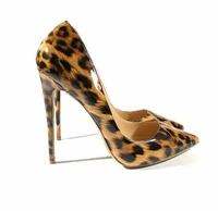 sexy patent leather leopard pumps pointed toe woman high heels classic formal dress shoes nightclub shoes new arrivals fashion