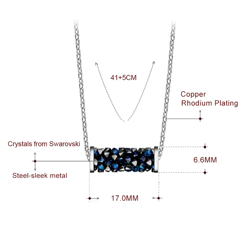 BAFFIN Изящные камни труба кулон ожерелье колье синие кристаллы от Swarovski для женщин Свадебный праздник серебряный цвет DIY ювелирные изделия