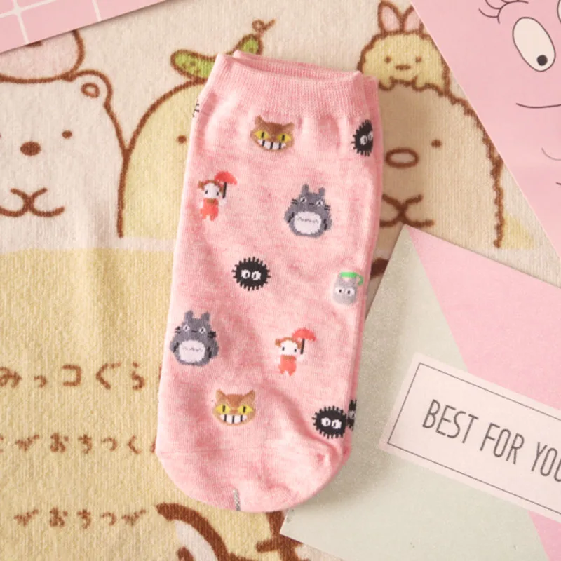 Розовый Totoro носки miyazaki носки с котами из мультфильма catbus милые носки розовый sox Япония студия ghibli kawaii стиль 20 пар/лот - Цвет: Розовый