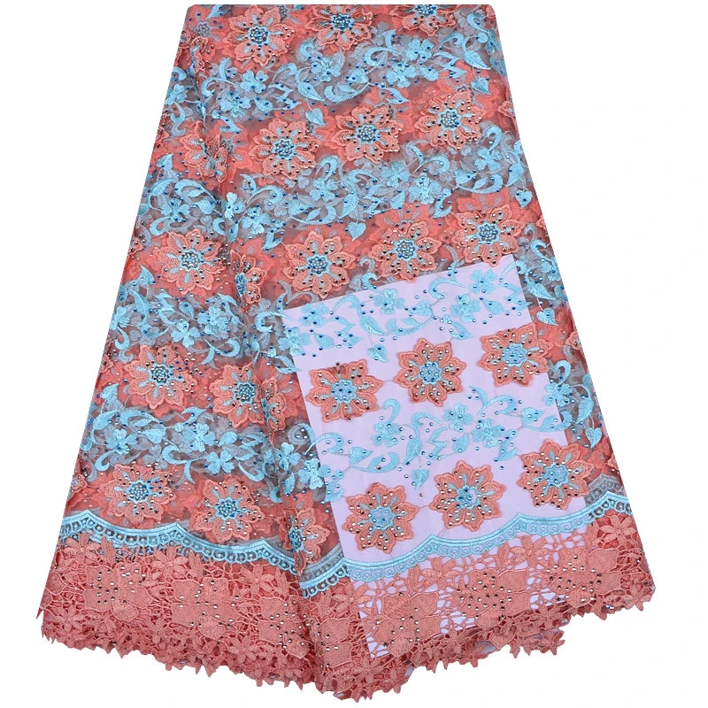 

Embroidery 3D Appliques French Tulle Net Lace With Stones For Party Sewing Material Dress Wholesale Swiss French Net Lace 1165B