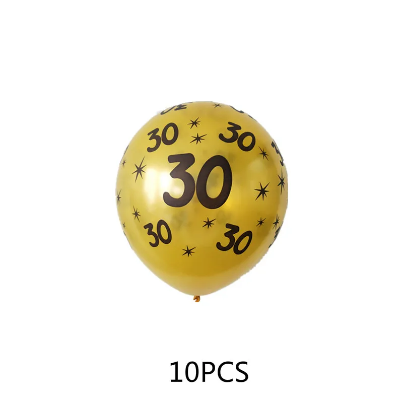 10gd30 12 шт. золотистый и черный с днем рождения воздушные шары-фигурки 0-9 Фольга воздушные шары 10 20 30 40 50 60 70, 80, 90 лет День рождения расходные материалы - Цвет: 10gd30