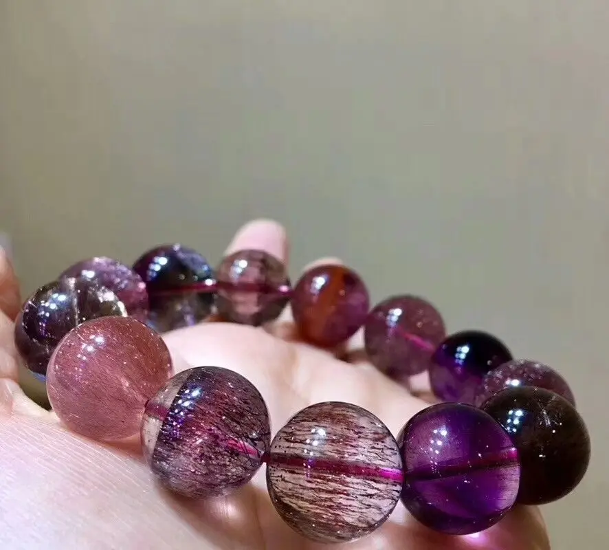 Genuine Natural Super 7 Seven Quartz Melody Stone Beads Women Fashion Bracelet 17mm AAAAA | Украшения и аксессуары