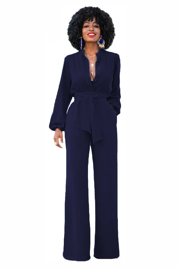 2018 осенний Новый женский офисный комбинезон с широкими штанинами сексуальный