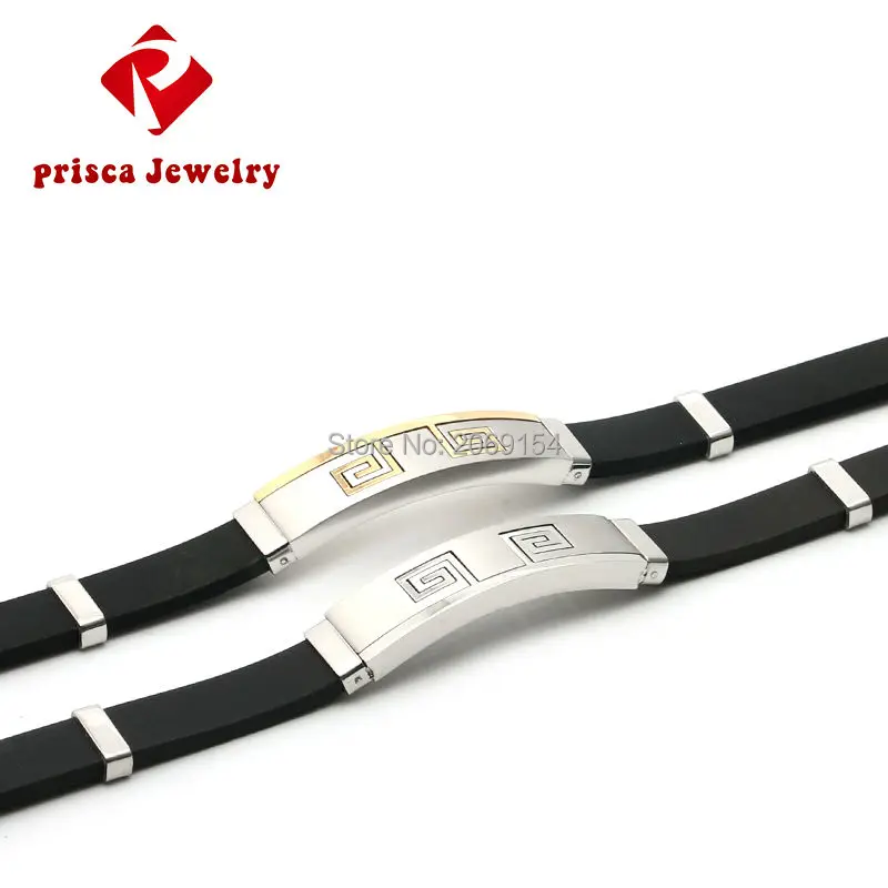 Мужской браслет из нержавеющей стали силиконовый очаровательное ювелирное