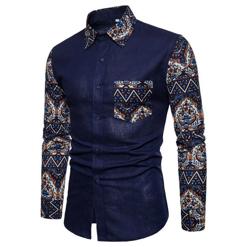 NIBESSER Clothing 2019 Autumn Fashion Shirts Male Cotton Slim Fit Turn-Down Dress Shirt Men Long Sleeve Patchwork 5XL | Мужская одежда
