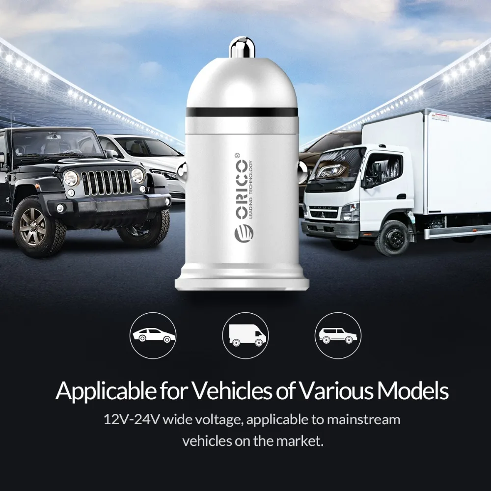 ORICO Mini 2 USB выход Автомобильное зарядное устройство 2.4A 15 5 Вт макс Быстрая зарядка