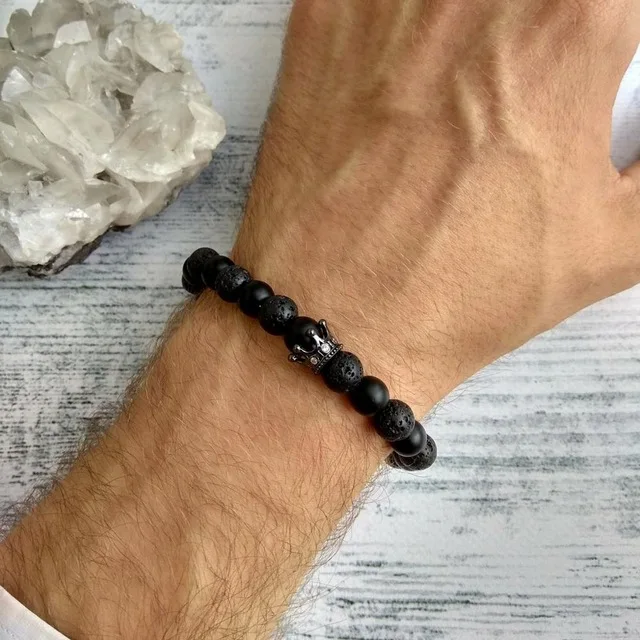 Pulseira мужские браслеты Золотая Корона браслет для женщин полудрагоценный Лава