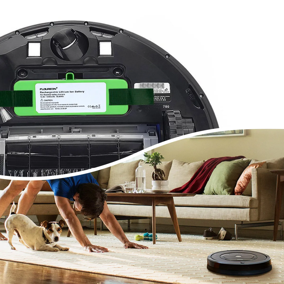 Floureon 14,8 V 5300 mAh Li-Ion Батарея совместимый для iRobot Roomba 500 600 700 серии 800 зеленый цвет