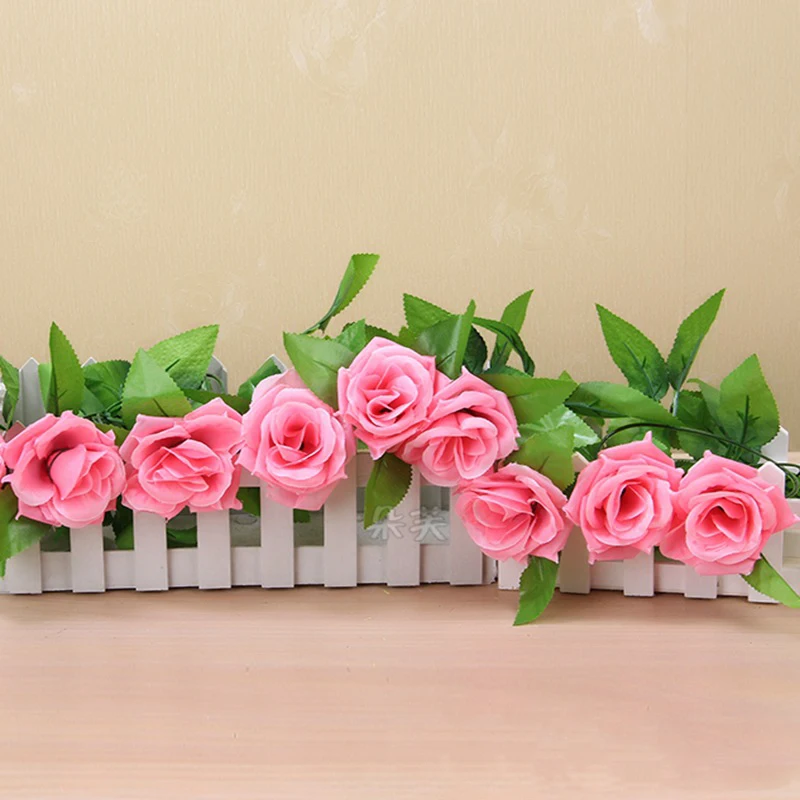 2 45 м/лот искусственные розы из шелка цветы плющ лоза подвесная гирлянда декор с