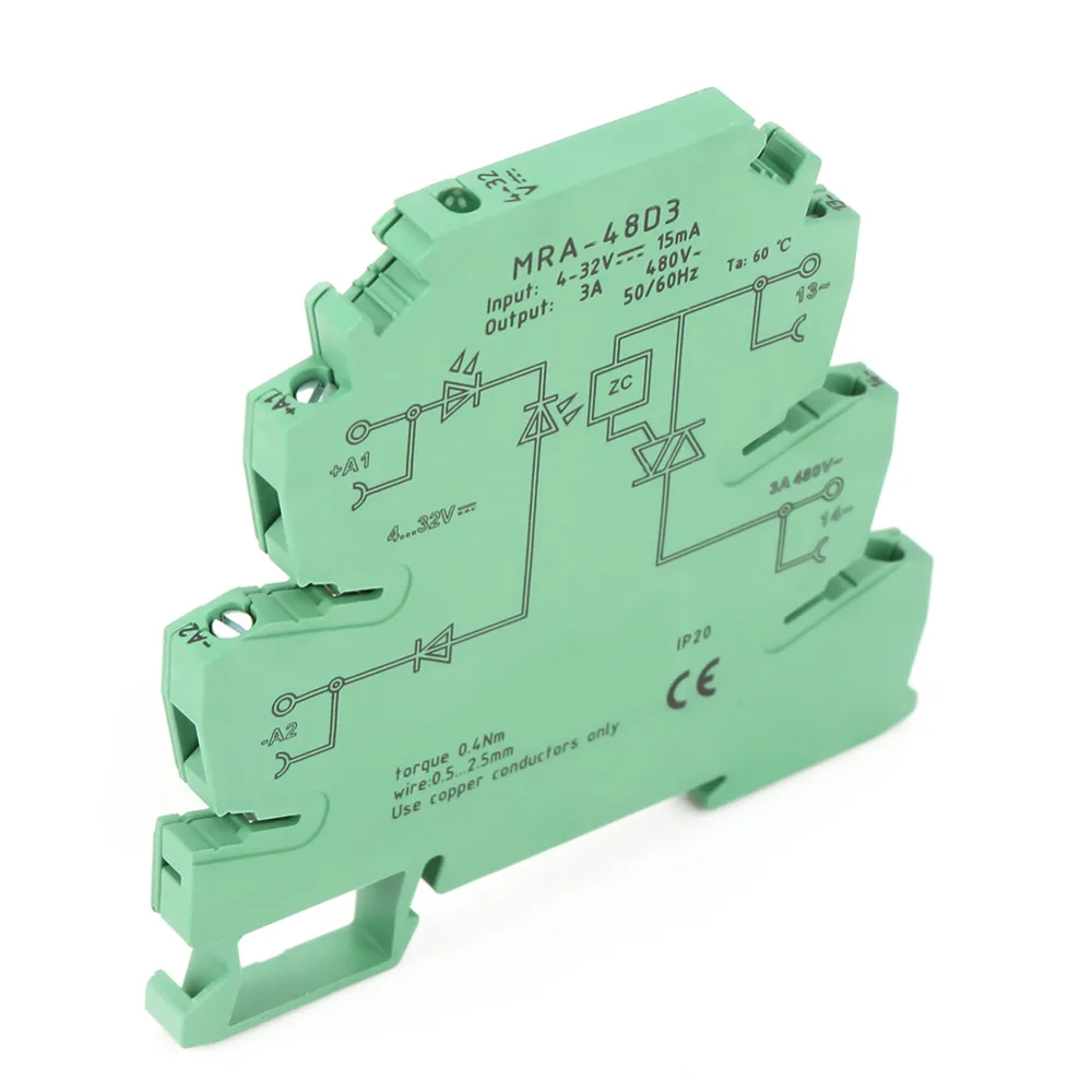 MRA-48D3 ультра-тонкий 6 2 мм AC твердотельный релейный модуль вход 4-32VDC PLC TS-35 рельсовый