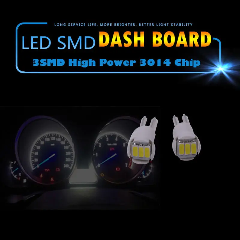 Автомобильные фары T5 W3W SMD белый 12В сигнальная лампа Светодиодная приборная