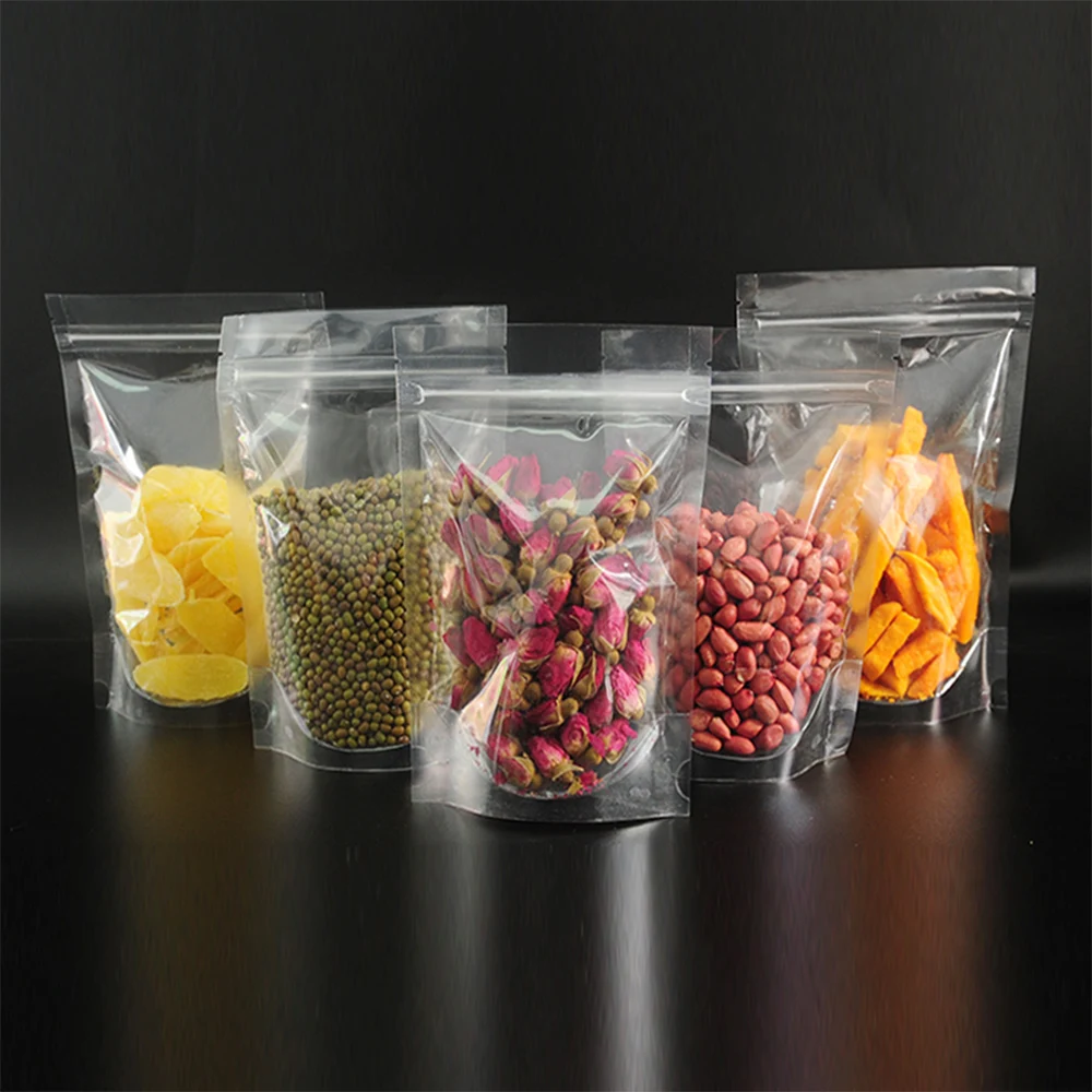 

Clear Stand Up Zipper Zip Lock Plastic Bag Dried Food Coffee Tea Waterproof Storage Valve Ziplock Package Bags Resealable