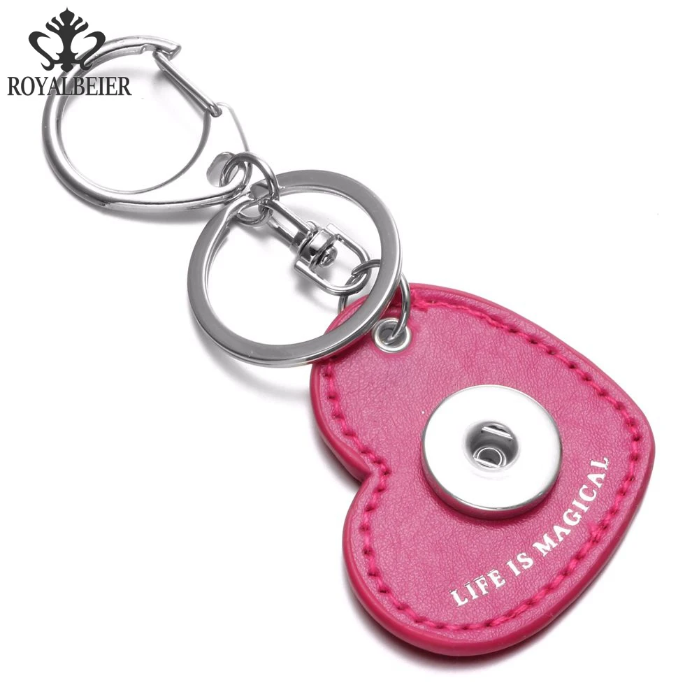 Royalbeier DIY Heart Shape KeyChain Women Cute Key Chains Hanging Pendant Jewelry Chaveiro Trinket Fashion Snaps Rings|fashion key ring|key ringsnap