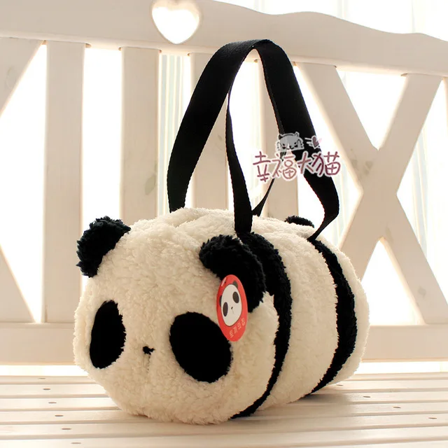 

candice guo! 1pc 30cm holiday sale super cute panda cartoon plush toy baby bag cylinder handbag kids birthday gift