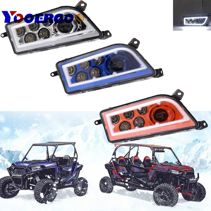 ATV UTV светодиодный фары L/R с DRL белый красный желтый зеленый синий Halo кольца