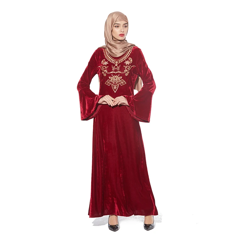 Платье макси бархатное с вышивкой длинное|abaya embroidery|dubai clothingabaya clothing |
