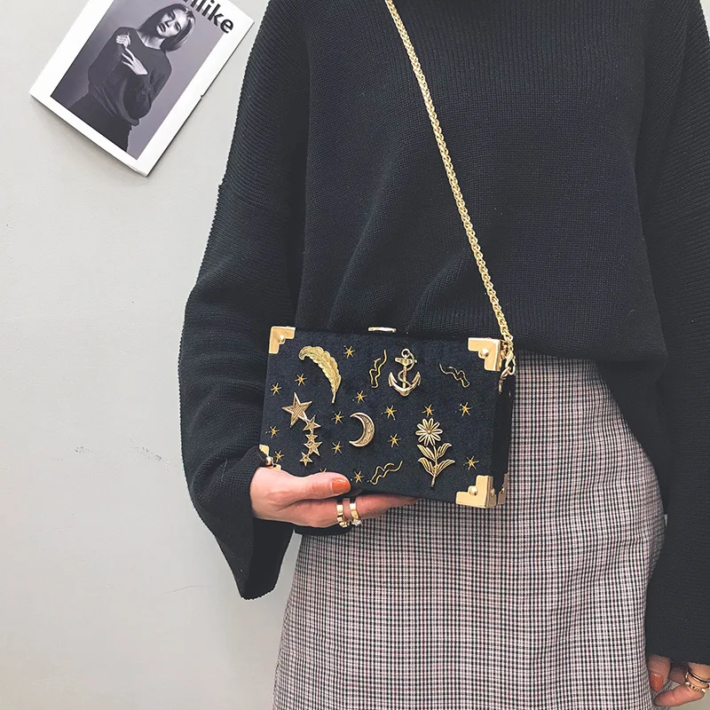 Бархатная сумка Youda на плечо с клапаном модный мессенджер цепочкой и вышивкой в