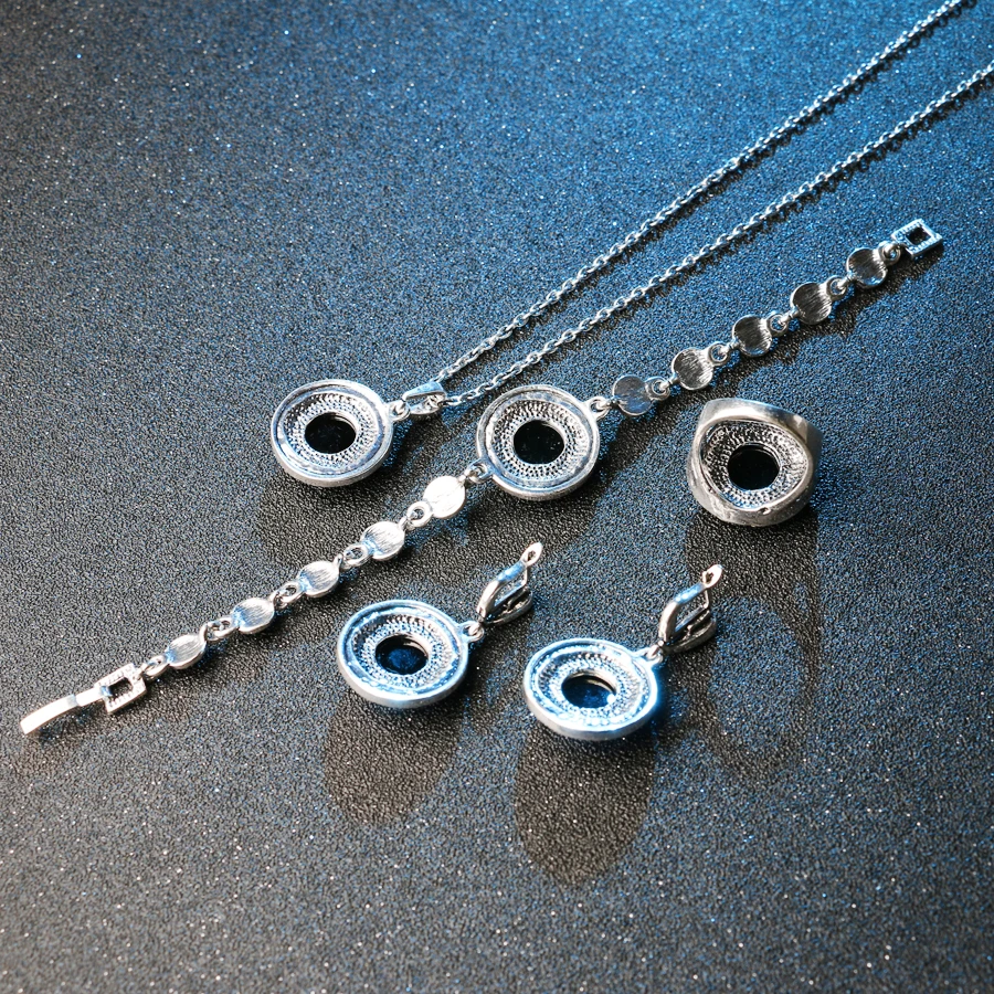 Горячая 4 шт./лот черный сломанный камень свадебные ювелирные наборы серьги для