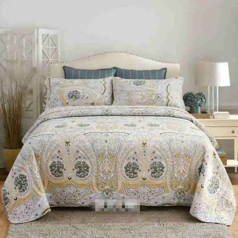 

American bohemian style 3pcs patchwork quilt full/queen size cartoon horse colcha bed cover/bedspread drap free shipping bubu