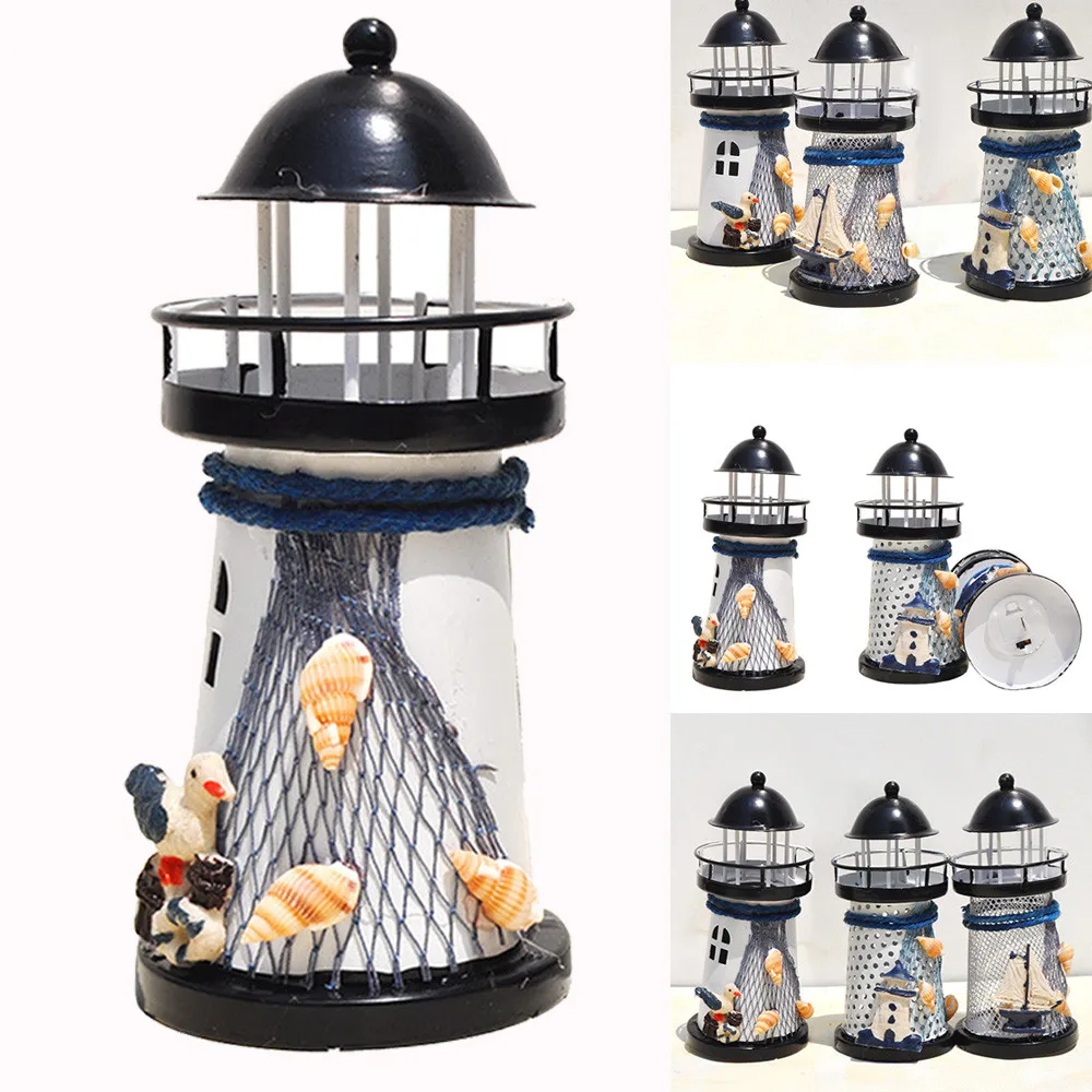 

Lovely 14cm Lighthouse Iron Candle Holder Nautical Beach Anchor Wedding Party Hmoe Decor Gift Dekor#X