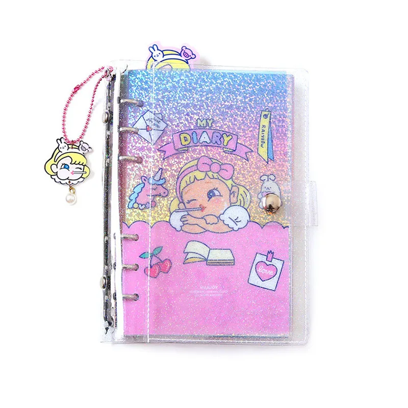 Transparent Kawaii DIY повесток записная книжка А6 Биндер корейский дневник на спирали планировщик Органайзер записная книжка для девочек Fichario Traveller Journal Sketcbook - Цвет: Transparent