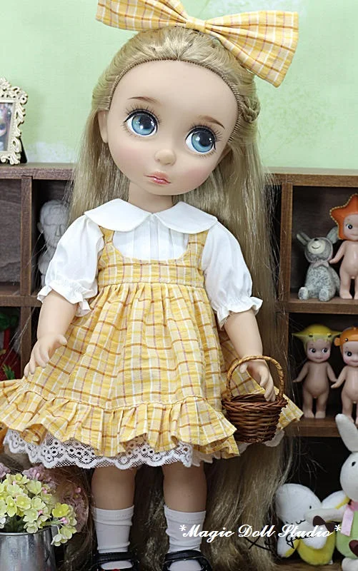 [Dy106] Новинка 2017 года 16 &quotdisyne кукольные наряды # желтый ГИРД платье и волосы лук