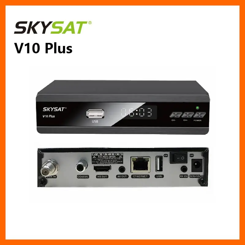 Xtream IPTV Box SKYSAT V10 Plus DVB-S2 Receiver with RJ45 Support CS CCCamd Newcamd Auto Biss Auto PowerVu IPTV M3U Youtube WiFi