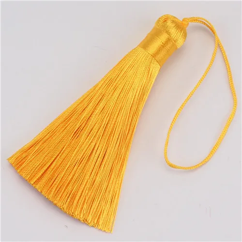Yellow Tassel Fringe 12 шт Ice шелк против морщин кисточки подвеска «сделай сам» Материал Цвет шнур пышные кисточки отделкой вечерние одежды шторы декоративные кисточкой - Цвет: Yellow Tassel Fringe
