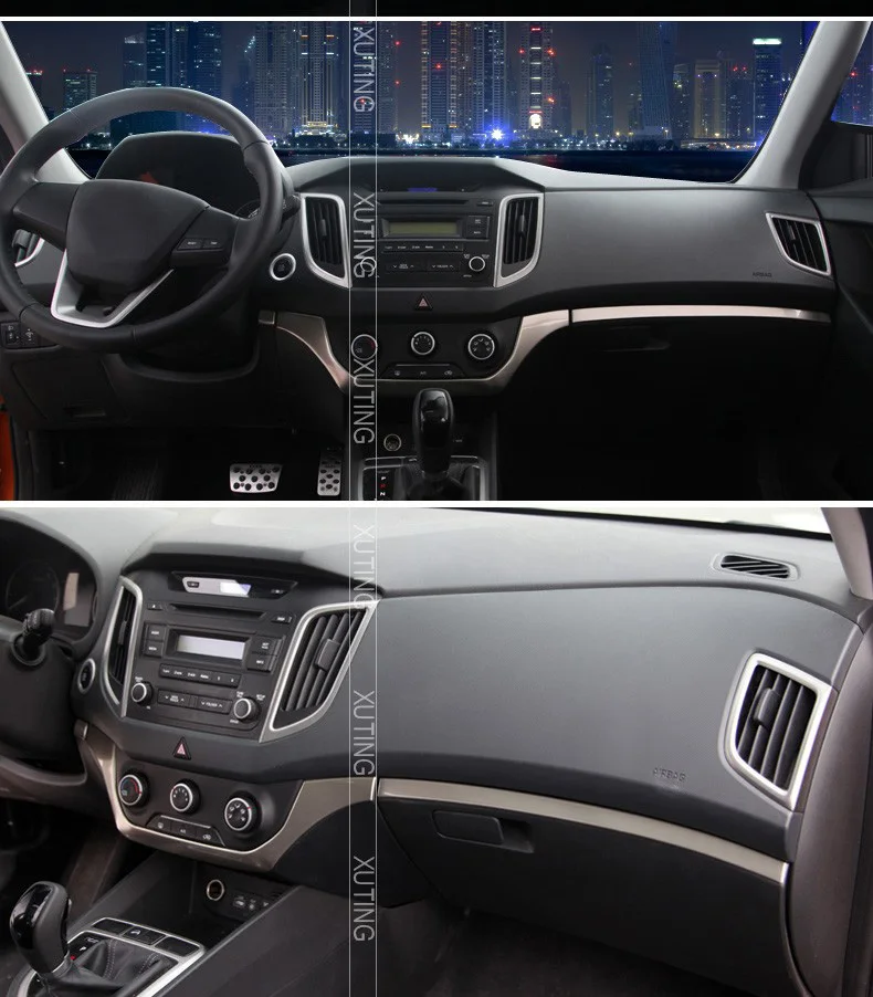 Vtear для hyundai Creta ix25 хендай крета аксессуары для приборной панели автомобиля центральный контроль накладка из нержавеющей стали внутренние молдинги 20172018 ,автотовары