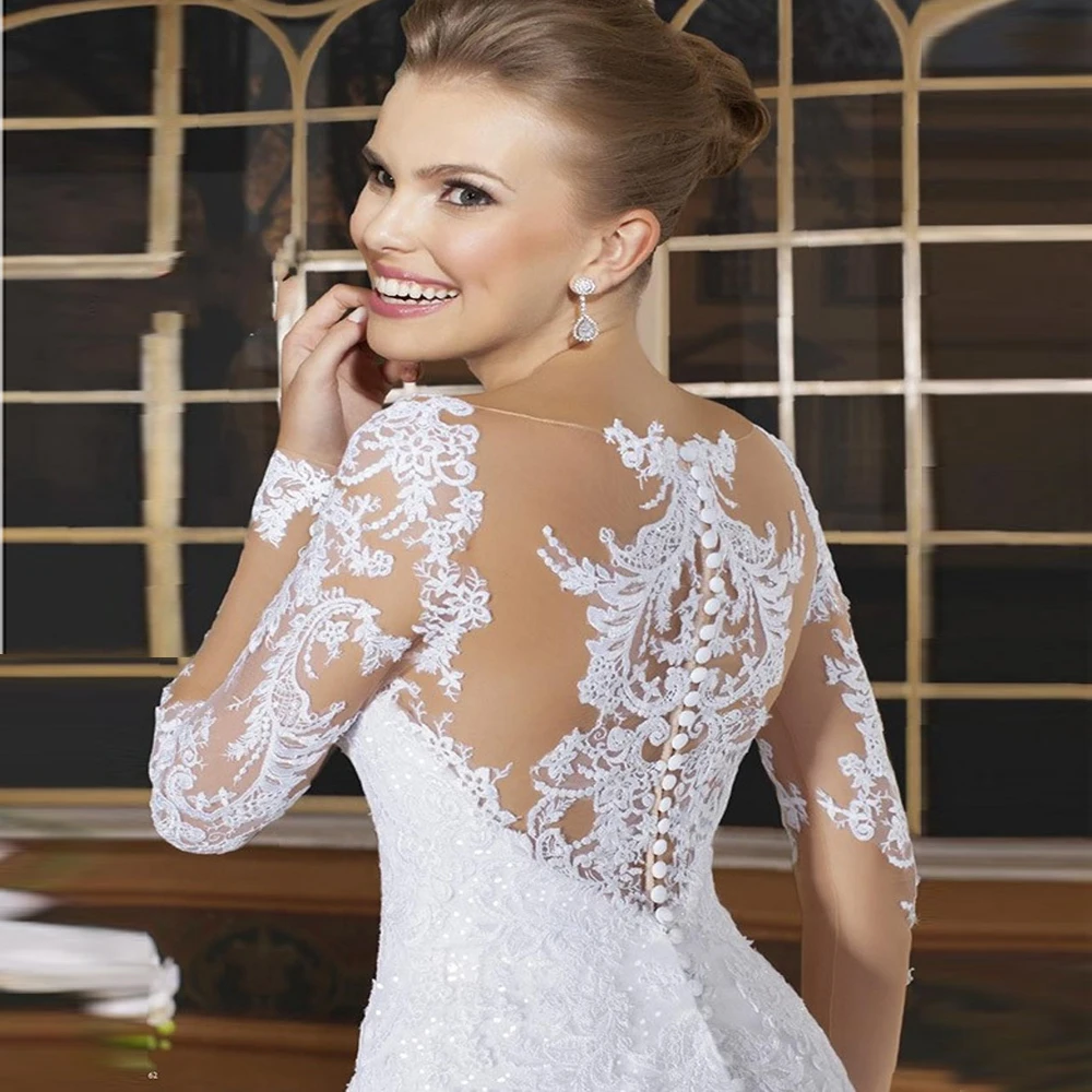 Скромные Свадебные Платья С Длинными Рукавами 2017 Кружева Новое Прибытие Совок