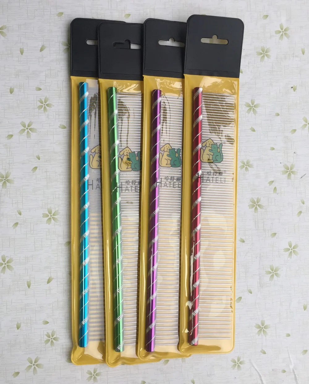 4 шт./лот один цвет каждая 20 см Расческа для домашних животных из нержавеющей