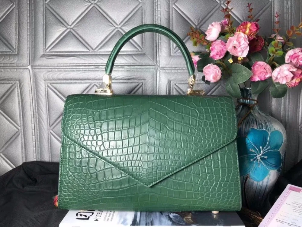 Роскошная дизайнерская женская сумка из натуральной кожи аллигатора бордовая