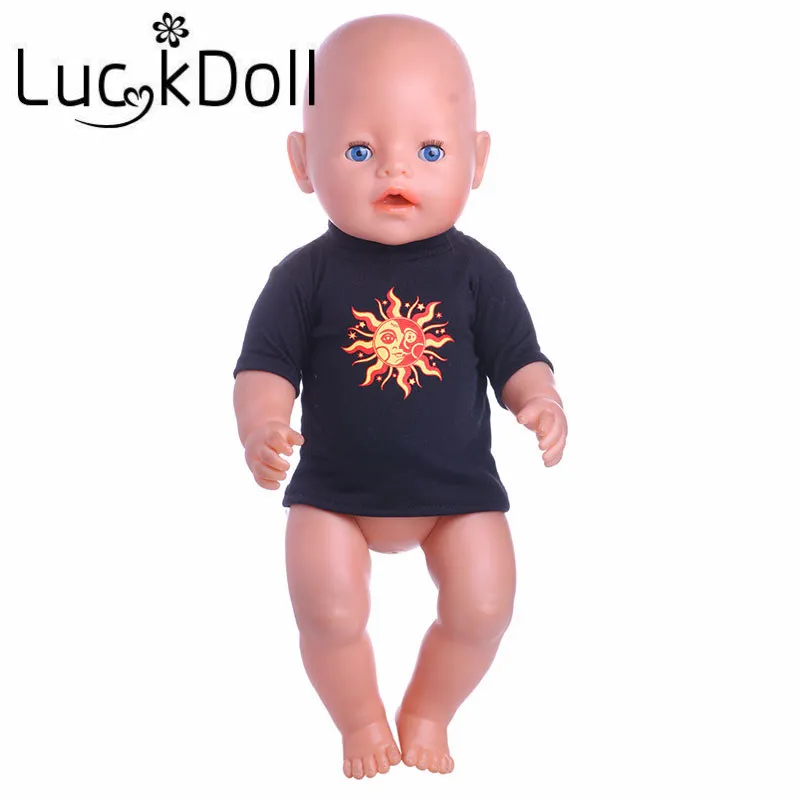 Однотонные футболки LUCKDOLL с принтом подходит для 18 дюймовых американских кукол 43