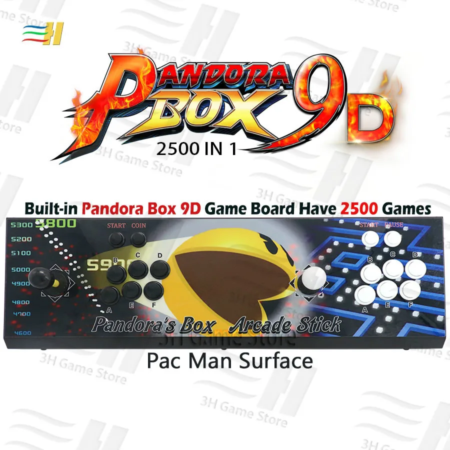 Встроенный ящик Pandora 9d 2500 В 1 аркадная игровая консоль поддержка 3P 4P игры usb можно подключить геймпад подключи и играй Поддержка 3d игры