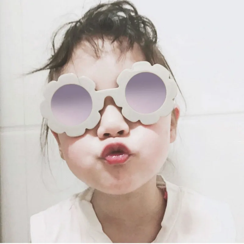 Винтажные детские солнцезащитные очки с круглым цветком Gafas спортивные UV400 для