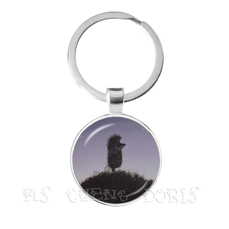 Брелок для ключей маленький Ежик в тумане 25 мм стеклянный купол на брелок